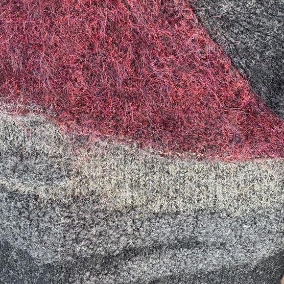 Eric Bompard Cashmere Mohair Glitter Gray Burgundy Sweater - Picture 2 of 5